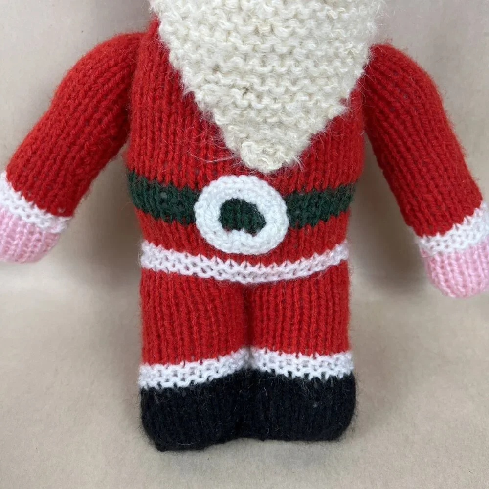 VTG Hand Knitted‎ Gnome Doll Christmas Stuffed Plush Decoration 12”
